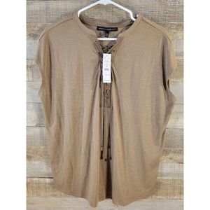 NWT White House Black Market Women's Laceup Top Sleeveless Size SM Sandwash